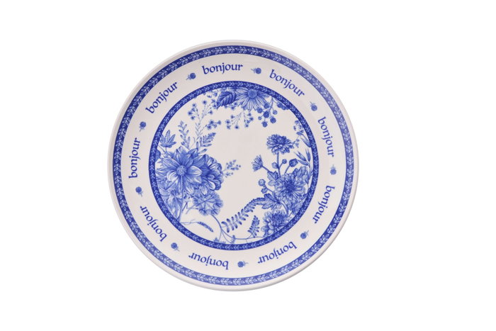 Hermia Juego de Platos para Postre de Porcelana, Azul y Blanco, 6 Unidades, 19.3 cm